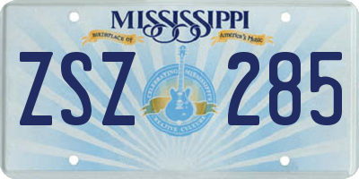 MS license plate ZSZ285