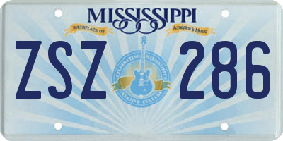MS license plate ZSZ286
