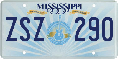 MS license plate ZSZ290