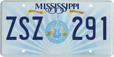 MS license plate ZSZ291