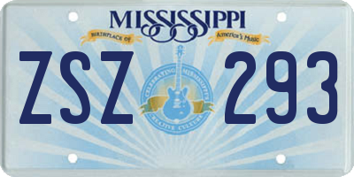 MS license plate ZSZ293