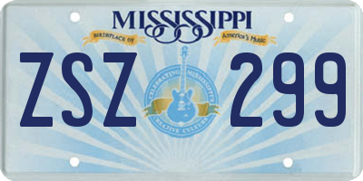 MS license plate ZSZ299