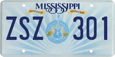 MS license plate ZSZ301