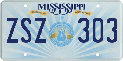 MS license plate ZSZ303