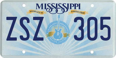 MS license plate ZSZ305