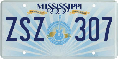 MS license plate ZSZ307