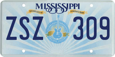 MS license plate ZSZ309