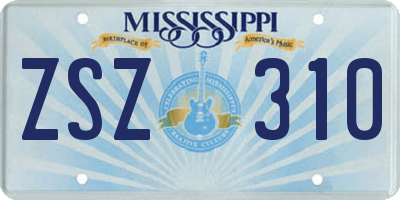 MS license plate ZSZ310