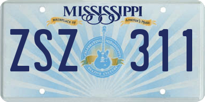 MS license plate ZSZ311
