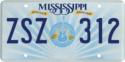 MS license plate ZSZ312
