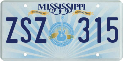 MS license plate ZSZ315