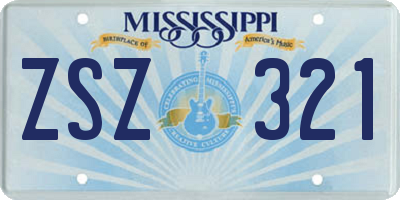 MS license plate ZSZ321