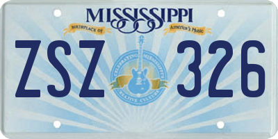MS license plate ZSZ326