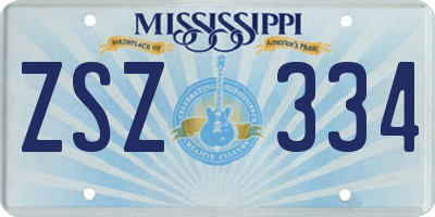 MS license plate ZSZ334