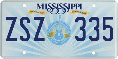 MS license plate ZSZ335