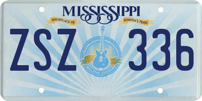 MS license plate ZSZ336