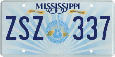 MS license plate ZSZ337