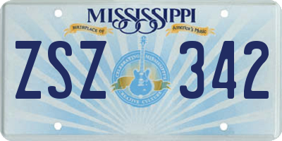 MS license plate ZSZ342