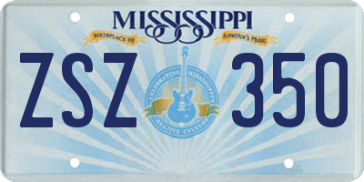 MS license plate ZSZ350