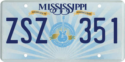 MS license plate ZSZ351