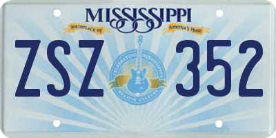 MS license plate ZSZ352