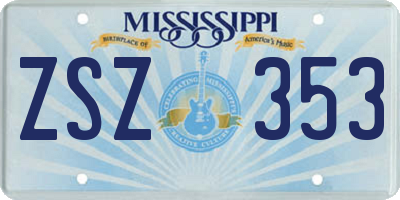 MS license plate ZSZ353