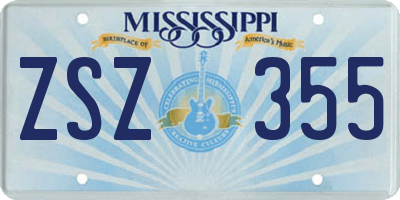 MS license plate ZSZ355