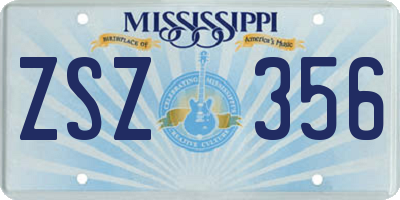 MS license plate ZSZ356