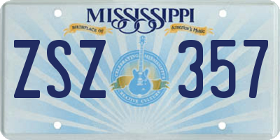 MS license plate ZSZ357