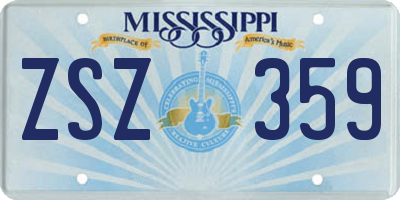MS license plate ZSZ359