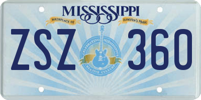 MS license plate ZSZ360