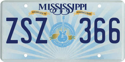 MS license plate ZSZ366