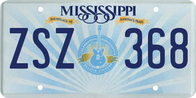 MS license plate ZSZ368