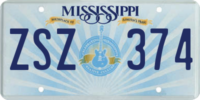 MS license plate ZSZ374