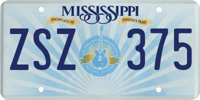 MS license plate ZSZ375