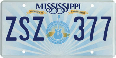 MS license plate ZSZ377
