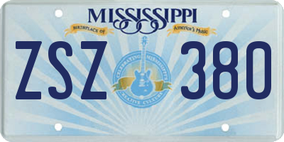 MS license plate ZSZ380