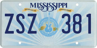 MS license plate ZSZ381