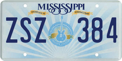 MS license plate ZSZ384