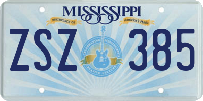MS license plate ZSZ385