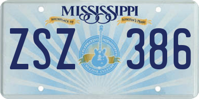 MS license plate ZSZ386