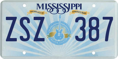 MS license plate ZSZ387