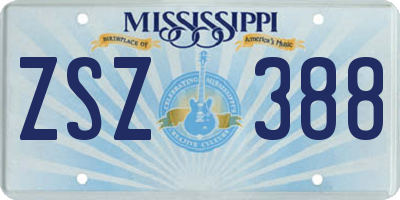 MS license plate ZSZ388