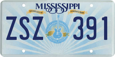 MS license plate ZSZ391