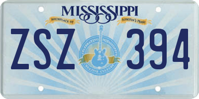 MS license plate ZSZ394
