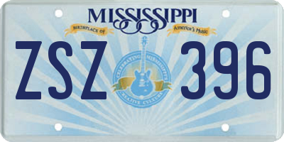 MS license plate ZSZ396