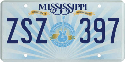 MS license plate ZSZ397