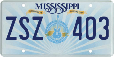 MS license plate ZSZ403