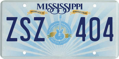 MS license plate ZSZ404