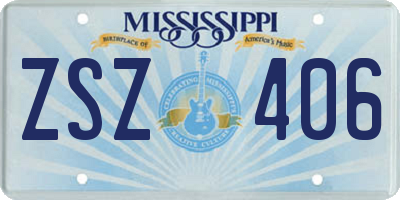 MS license plate ZSZ406